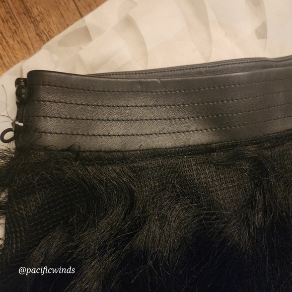 REBECCA MINKOFF BLACK FLAPPER FRINGE SKIRT LEATHER WAIST BAND SIZE 0 - Picture 10 of 12
